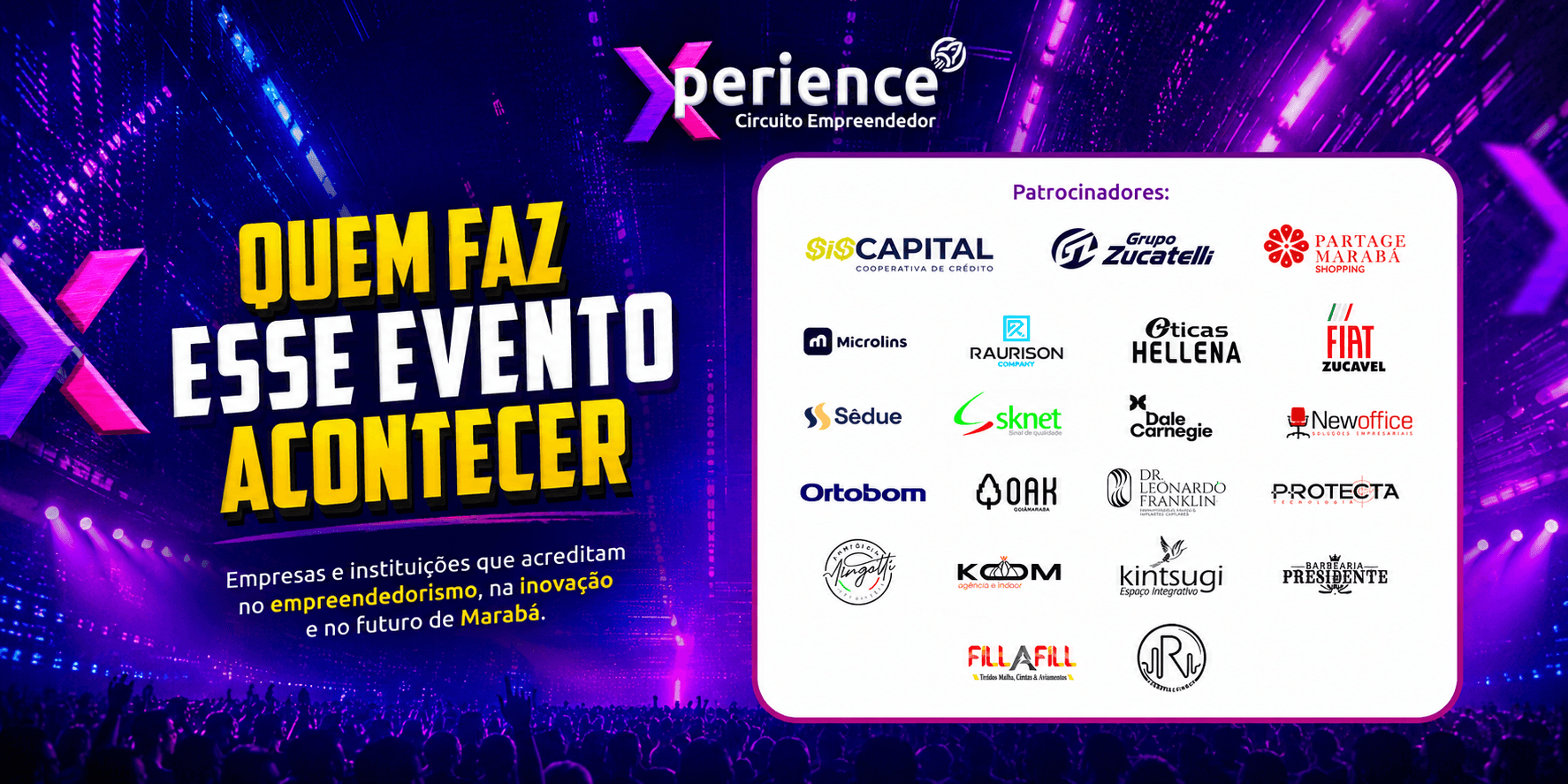 Arte com os mantenedores e patrocinadores do evento